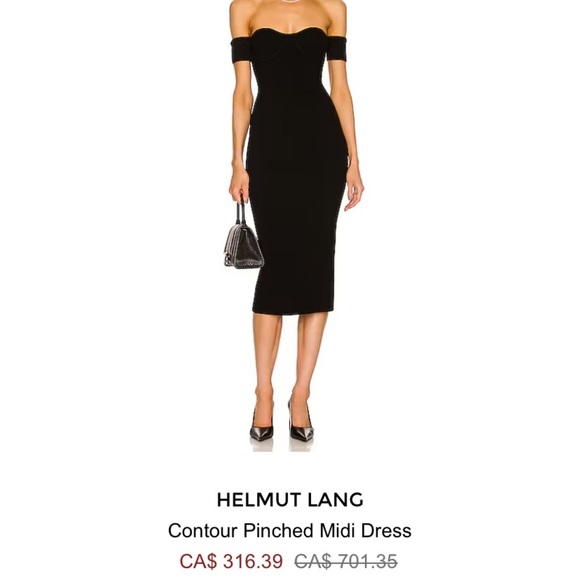 Helmut Lang Dresses & Skirts - Helmut Lang black ribbed bodycon Contour Pinched Midi Dress